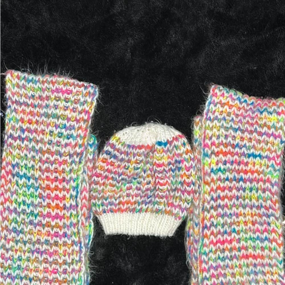 Colorful Knit Kids Hat and Scarf Set